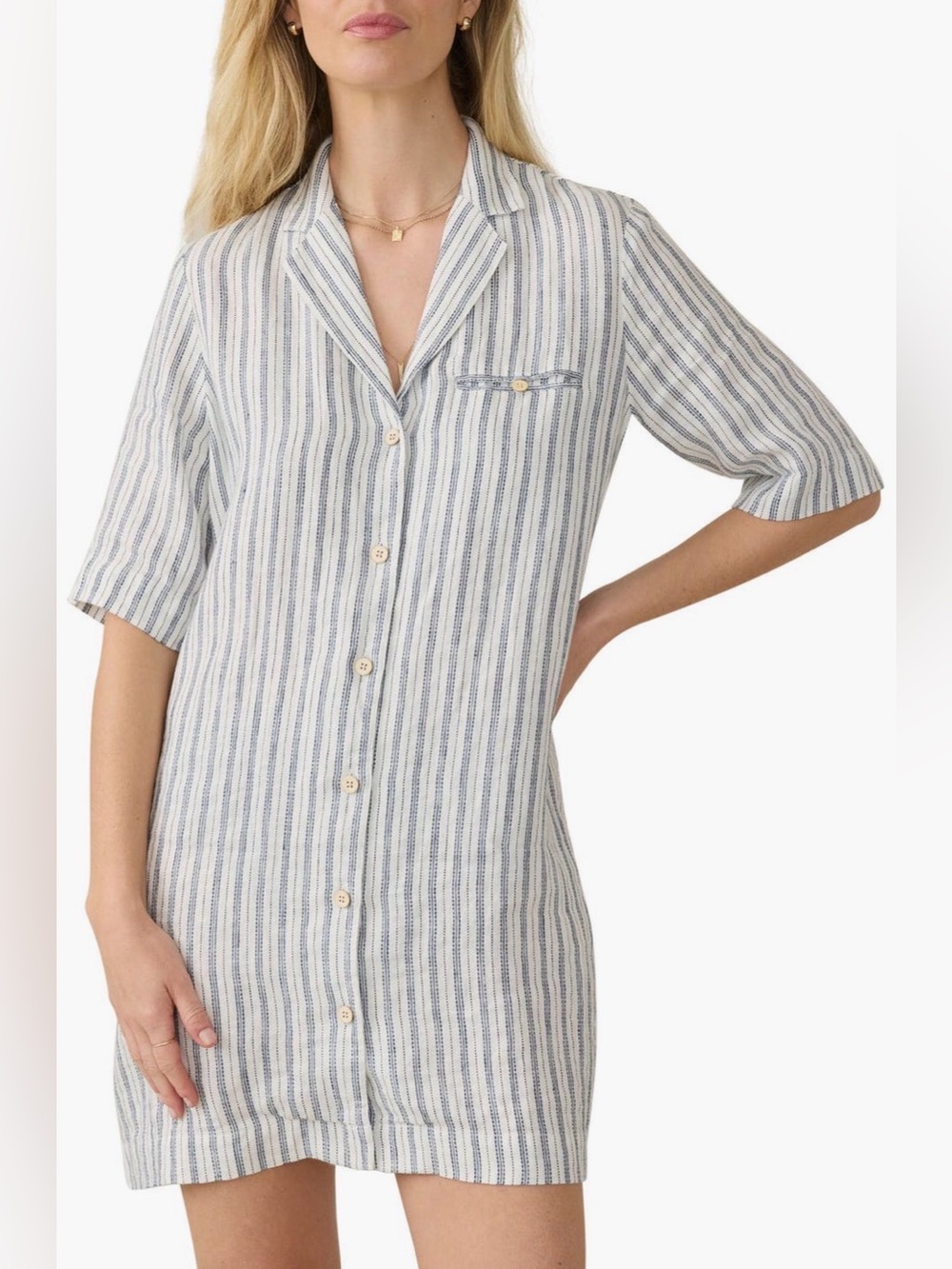 NWT Faherty Paradise Point Stripe Linen Shirtdress